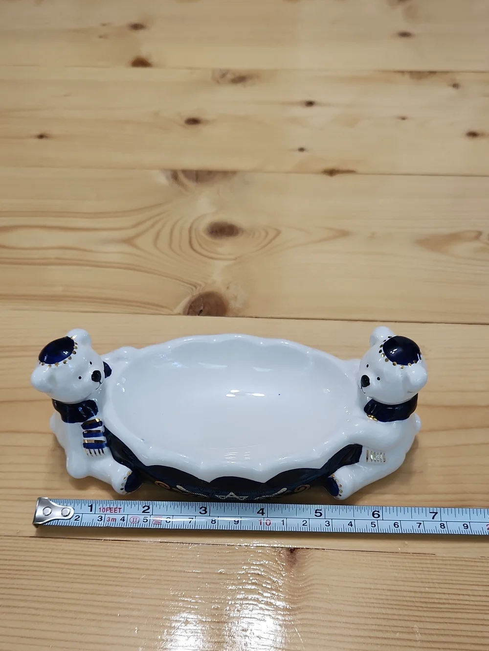 Vintage Hanukkah Polar Bears Wearing Kippot Yamikas Star Of David Dish Ceramic
